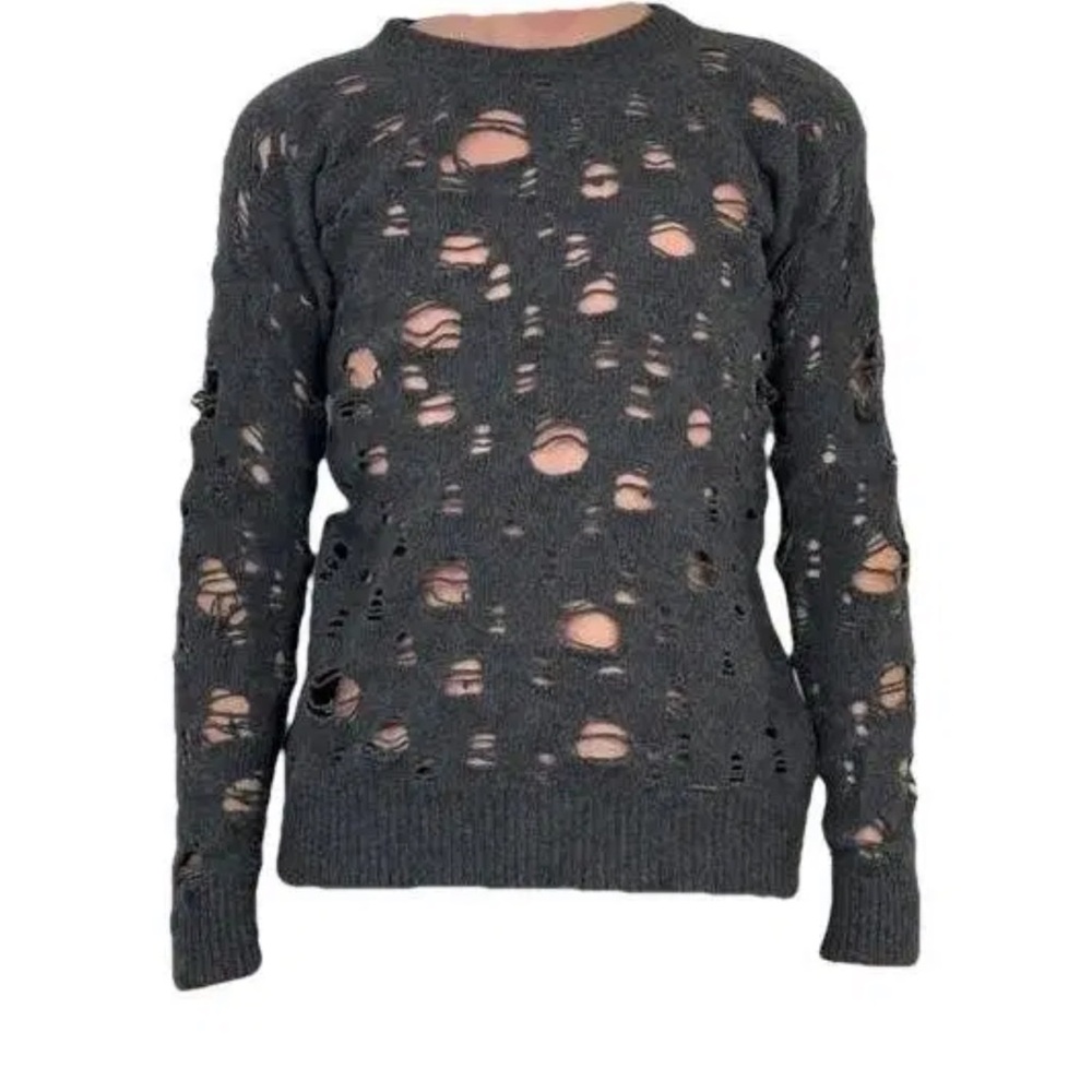 Diesel Grey Ripped Distressed Sweater | - Picture 7 of 8